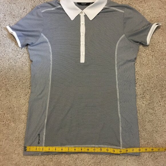 Abacus Button Collar Pinstripe Drycool Polo Golf Shirt - Picture 14 of 16